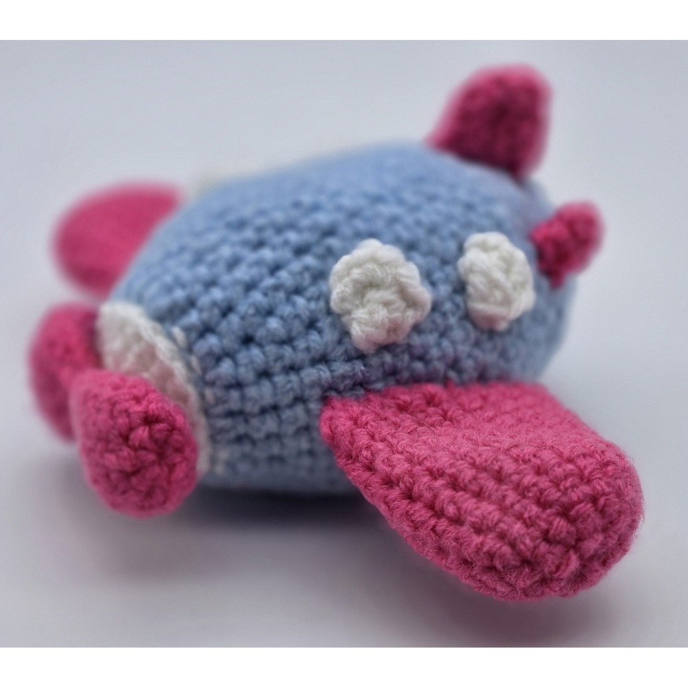 Handmade Crochet Airplane‎ Plush Toy Amigurumi Pink Blue Soft Stuffed